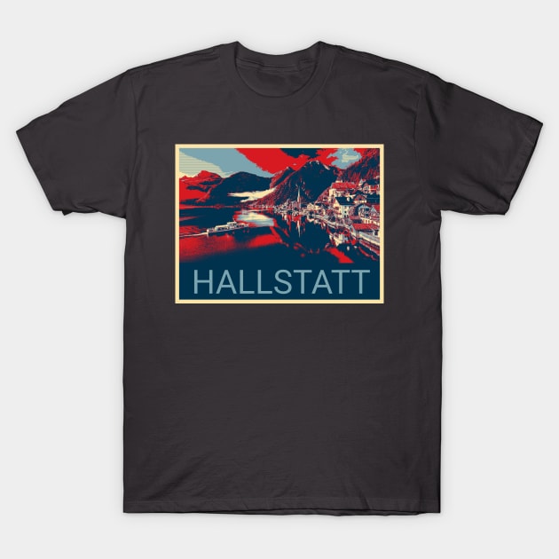 Hallstatt in Austria in Shepard Fairey style T-Shirt by Montanescu